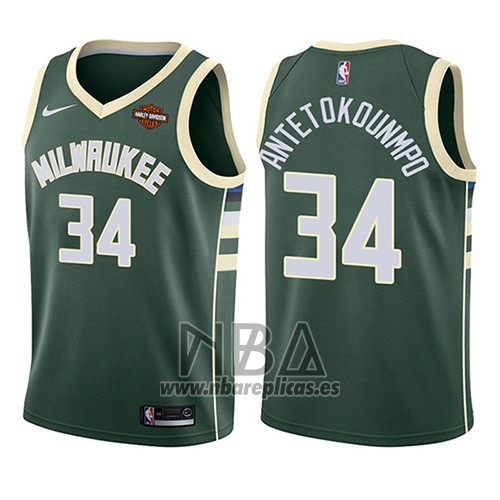 Camiseta Nino Milwaukee Bucks Giannis Antetokounmpo NO 34 Icon 2017-18 Verde